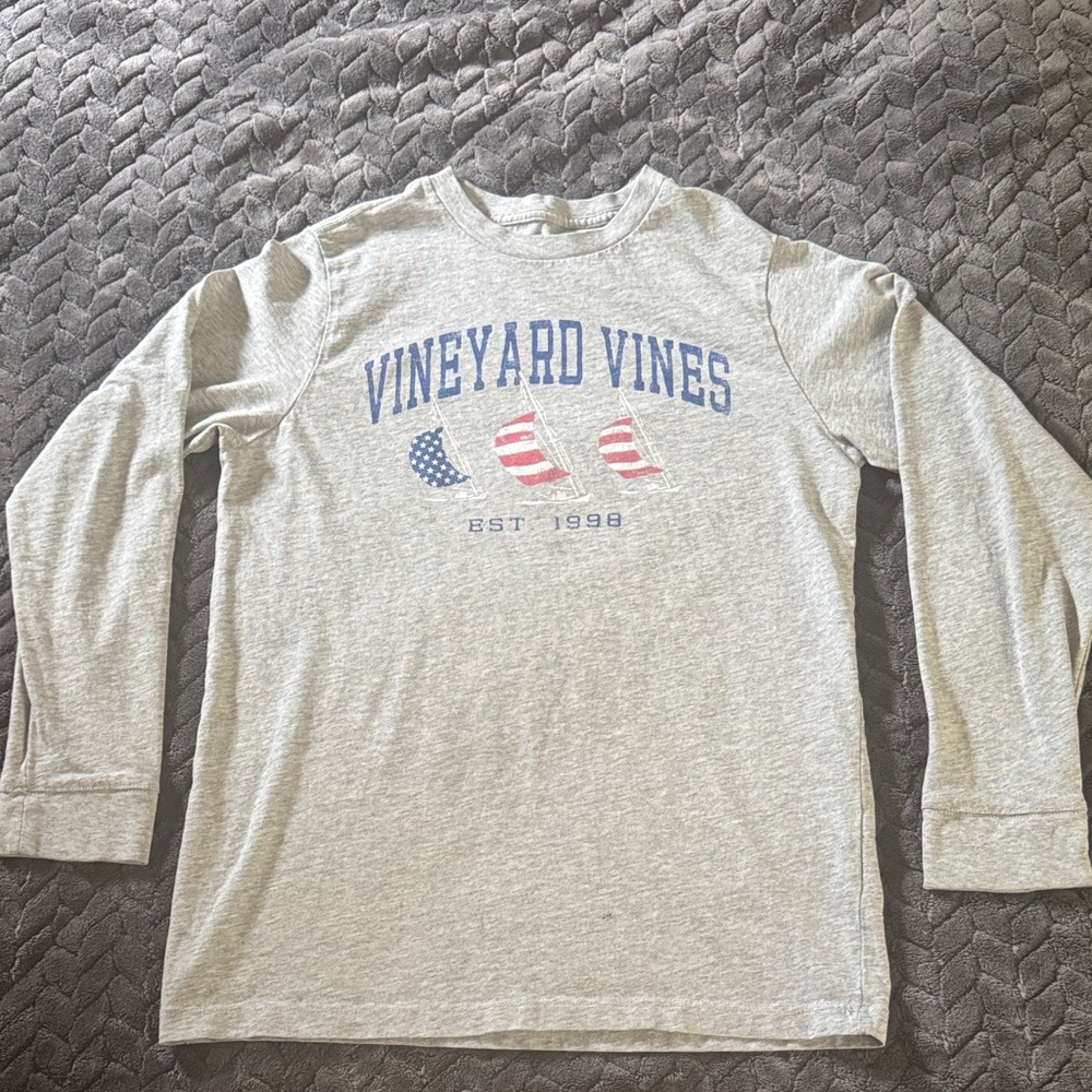 Vineyard Vines Heather Gray Long Sleeve Tee Kids Medium
